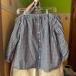 Black and white off-shoulder blouse